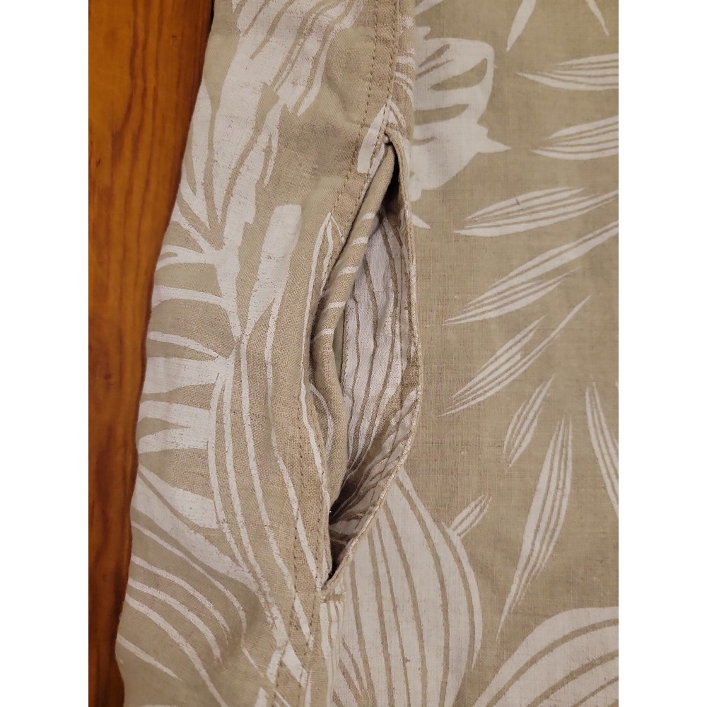 Tommy Bahama Linen Cotton Mini Dress Womens L Tropical Vacation Floral Cream - Picture 4 of 8